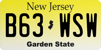 NJ license plate B63WSW