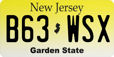 NJ license plate B63WSX