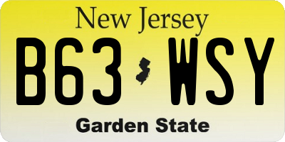 NJ license plate B63WSY