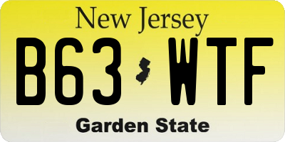 NJ license plate B63WTF