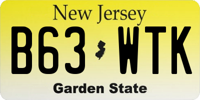 NJ license plate B63WTK
