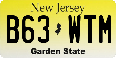 NJ license plate B63WTM