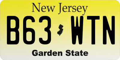 NJ license plate B63WTN
