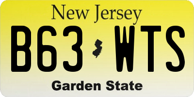 NJ license plate B63WTS