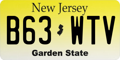 NJ license plate B63WTV