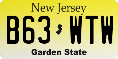 NJ license plate B63WTW