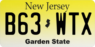 NJ license plate B63WTX
