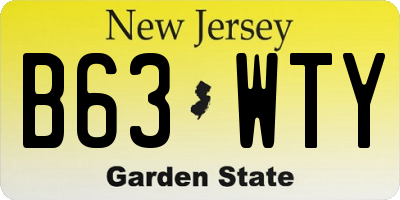NJ license plate B63WTY
