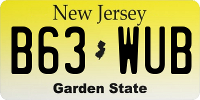 NJ license plate B63WUB