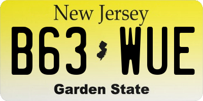 NJ license plate B63WUE