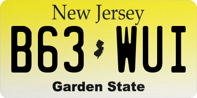 NJ license plate B63WUI