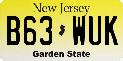 NJ license plate B63WUK