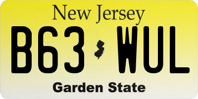 NJ license plate B63WUL