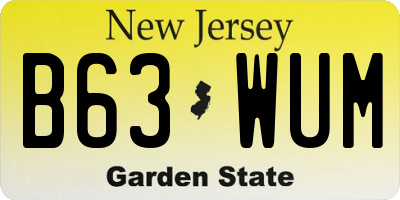 NJ license plate B63WUM