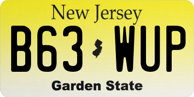 NJ license plate B63WUP