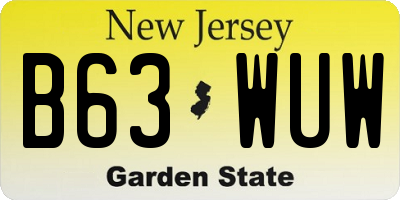 NJ license plate B63WUW