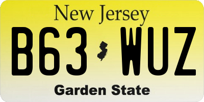 NJ license plate B63WUZ