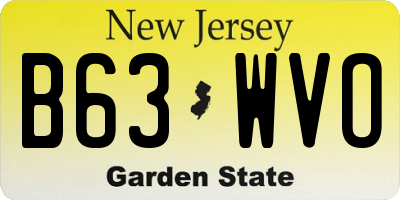 NJ license plate B63WVO
