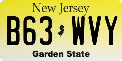 NJ license plate B63WVY