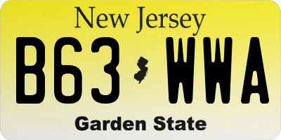 NJ license plate B63WWA