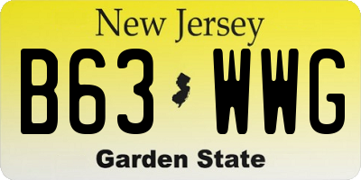 NJ license plate B63WWG