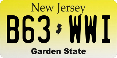 NJ license plate B63WWI
