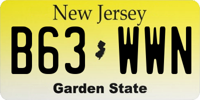NJ license plate B63WWN