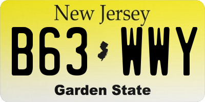 NJ license plate B63WWY