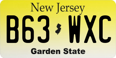 NJ license plate B63WXC