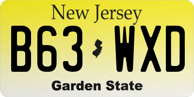NJ license plate B63WXD