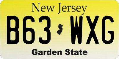 NJ license plate B63WXG