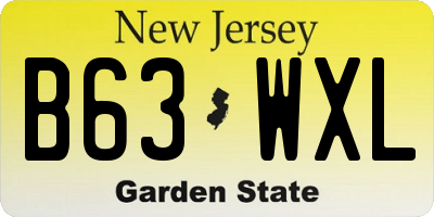NJ license plate B63WXL