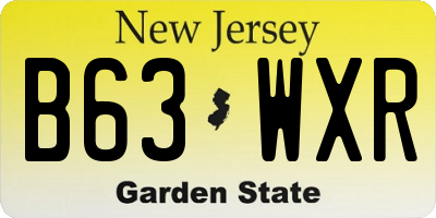 NJ license plate B63WXR