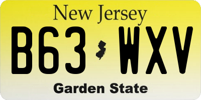 NJ license plate B63WXV