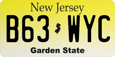 NJ license plate B63WYC