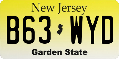 NJ license plate B63WYD