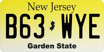 NJ license plate B63WYE