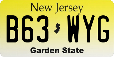NJ license plate B63WYG
