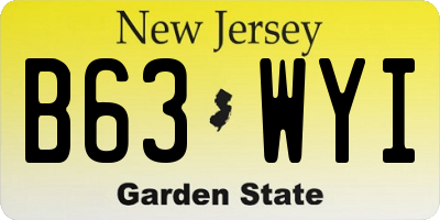 NJ license plate B63WYI