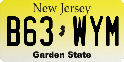 NJ license plate B63WYM