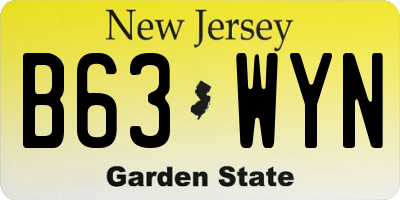 NJ license plate B63WYN
