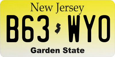NJ license plate B63WYO