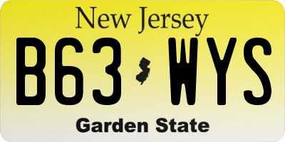 NJ license plate B63WYS