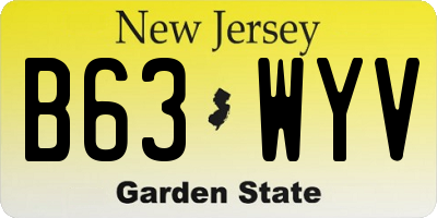 NJ license plate B63WYV