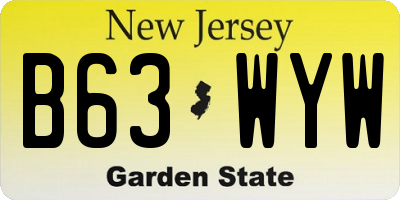 NJ license plate B63WYW