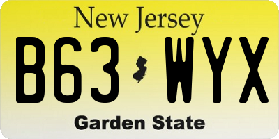 NJ license plate B63WYX