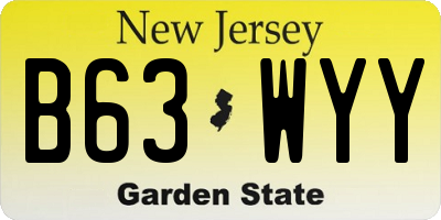 NJ license plate B63WYY