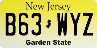 NJ license plate B63WYZ