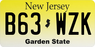 NJ license plate B63WZK