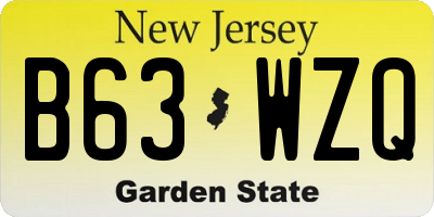 NJ license plate B63WZQ